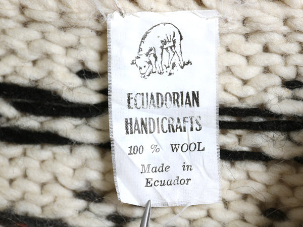 エクアドル製 ウール ニット セーター メンズ レディース L / 総柄 手編み ハンドメイド ノルディック バーズアイ ローゲージ マルチカラー