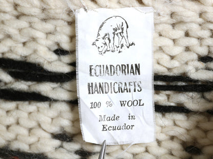 エクアドル製 ウール ニット セーター メンズ レディース L / 総柄 手編み ハンドメイド ノルディック バーズアイ ローゲージ マルチカラー