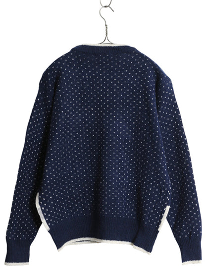 80s オービス デザイン ニット セーター レディース L / ヴィンテージ 長袖ニット シェットランド ウール バーズアイ クリスマス イラスト 