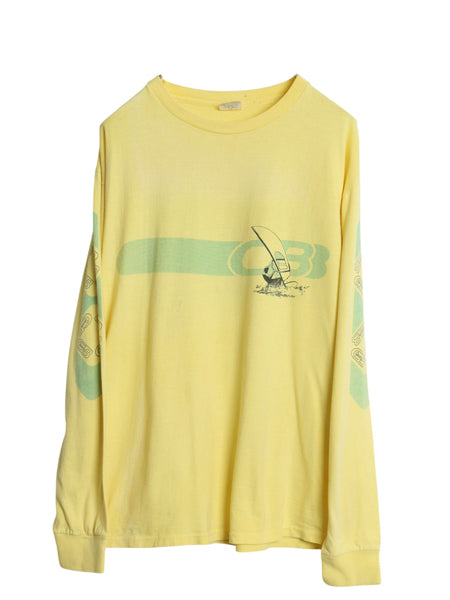 80s USA製 CB SPORTS イラスト プリント 長袖 Tシャツ メンズ L 程 ヴィンテージ ロンT サーフ サーファー グラフィック シングルステッチ