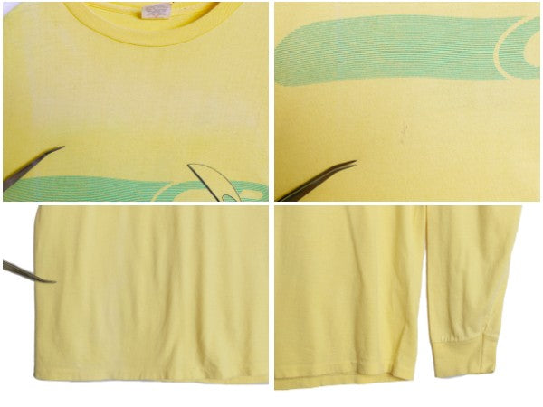 80s USA製 CB SPORTS イラスト プリント 長袖 Tシャツ メンズ L 程 ヴィンテージ ロンT サーフ サーファー グラフィック シングルステッチ