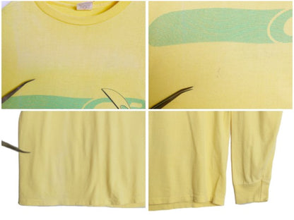80s USA製 CB SPORTS イラスト プリント 長袖 Tシャツ メンズ L 程 ヴィンテージ ロンT サーフ サーファー グラフィック シングルステッチ
