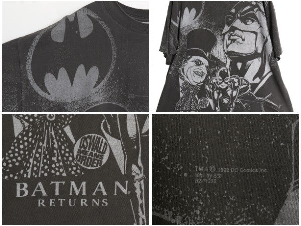 90s バットマン イラスト オーバー プリント Tシャツ メンズ XL / オールド 当時物 映画 ムービー アメコミ キャラクター 大きいサイズ 黒