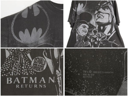 90s バットマン イラスト オーバー プリント Tシャツ メンズ XL / オールド 当時物 映画 ムービー アメコミ キャラクター 大きいサイズ 黒