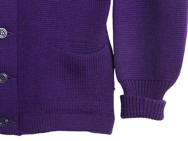 40s 50s ★ レタード ニット カーディガン メンズ M 古着 ヴィンテージ ウール アワード セーター カレッジ サガラ ワッペン付き パープル