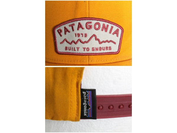 パタゴニア ラジャー ザット ハット フリーサイズ / 古着 帽子 17年製 ベースボール キャップ トラッカー ワッペン 刺繍 マンゴー イエロー