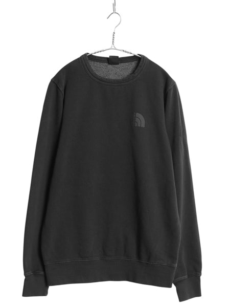ノースフェイス プリント スウェット メンズ S 古着 アウトドア トレーナー 裏起毛 ワンポイント クルーネック シンプル トップス ブラック