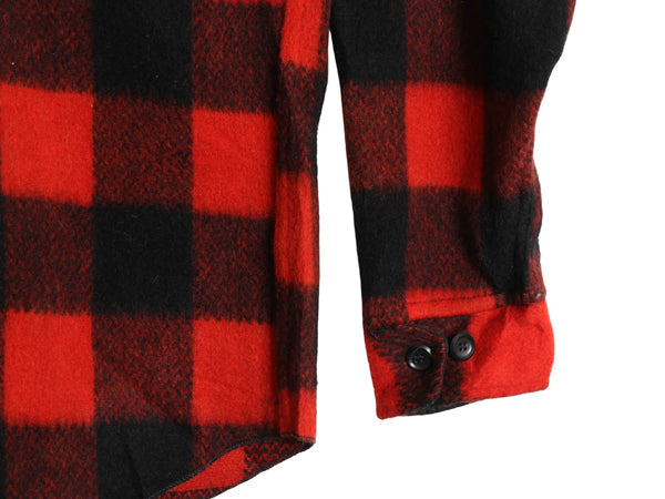 デッドストック 70s USA製 MELTON CPO ウール シャツ メンズ L / ヴィンテージ ブロック チェック 長袖シャツ ジャケット ヘビーウェイト 