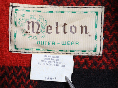 デッドストック 70s USA製 MELTON CPO ウール シャツ メンズ L / ヴィンテージ ブロック チェック 長袖シャツ ジャケット ヘビーウェイト 