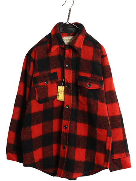 デッドストック 70s USA製 MELTON CPO ウール シャツ メンズ L / ヴィンテージ ブロック チェック 長袖シャツ ジャケット ヘビーウェイト 