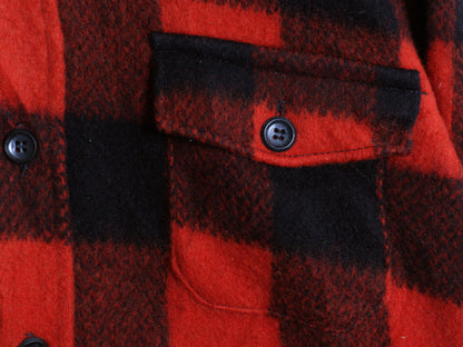 デッドストック 70s USA製 MELTON CPO ウール シャツ メンズ L / ヴィンテージ ブロック チェック 長袖シャツ ジャケット ヘビーウェイト 