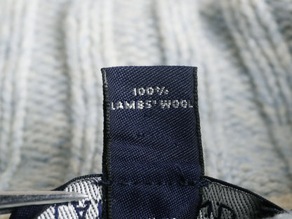 ランズエンド フィッシャーマン ニット カーディガン レディース M ラム ウール アラン セーター モックネック 羽織り 前開き ポケット付き