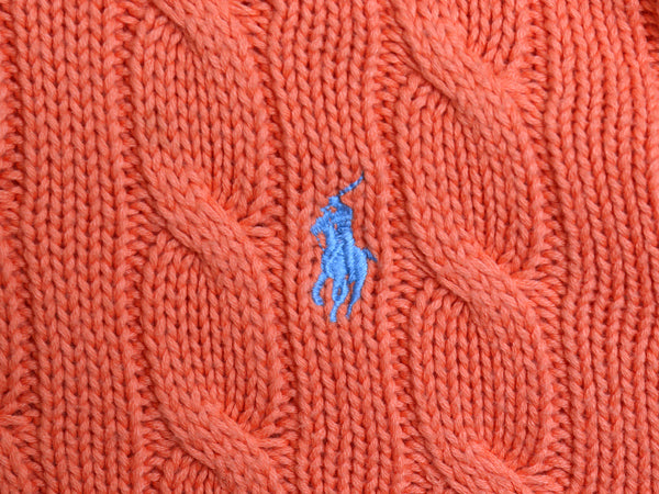 00s ポロ ラルフローレン コットン ケーブル ニット セーター メンズ XL / オールド クルーネック ワンポイント ポニー 刺繍 大きいサイズ 