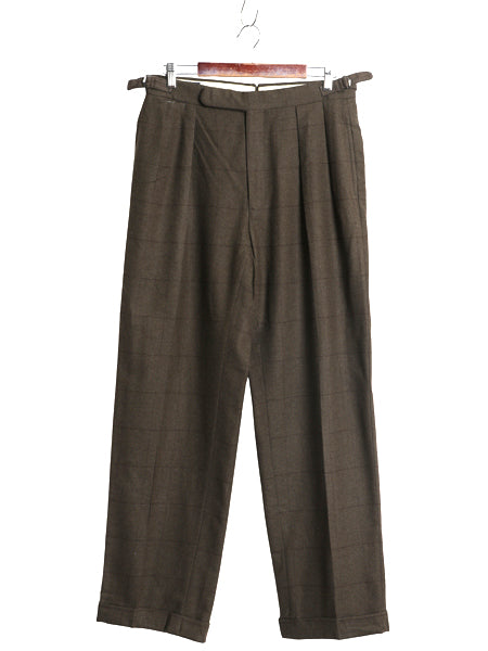 80s ポロ ラルフローレン ウール スラックス パンツ メンズ 実寸 32 31 古着 ヴィンテージ チェック ツータック ストレート TALON カーキ