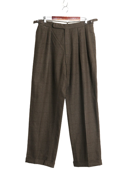 80s ポロ ラルフローレン ウール スラックス パンツ メンズ 実寸 32 31 古着 ヴィンテージ チェック ツータック ストレート TALON カーキ