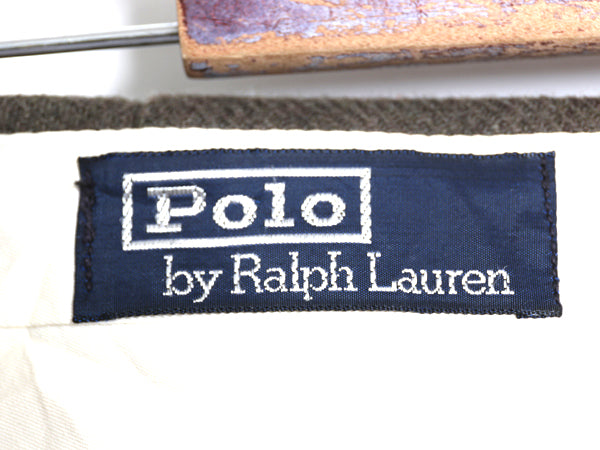 80s ポロ ラルフローレン ウール スラックス パンツ メンズ 実寸 32 31 古着 ヴィンテージ チェック ツータック ストレート TALON カーキ