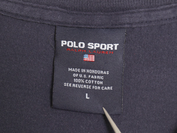 90s ポロスポーツ ラルフローレン 長袖 Tシャツ メンズ L / オールド ポロ ロンT ロゴ プリント コットン カットソー ロングスリーブ 紺