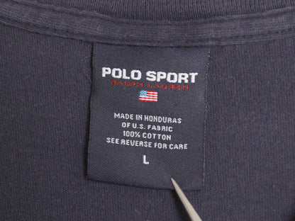 90s ポロスポーツ ラルフローレン 長袖 Tシャツ メンズ L / オールド ポロ ロンT ロゴ プリント コットン カットソー ロングスリーブ 紺