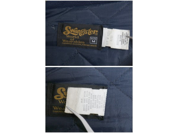 70s 80s USA製 Swingster US NAVY サテン スタジャン メンズ M / ヴィンテージ ミリタリー ジャケット 中綿 キルティング ライナー付き 紺
