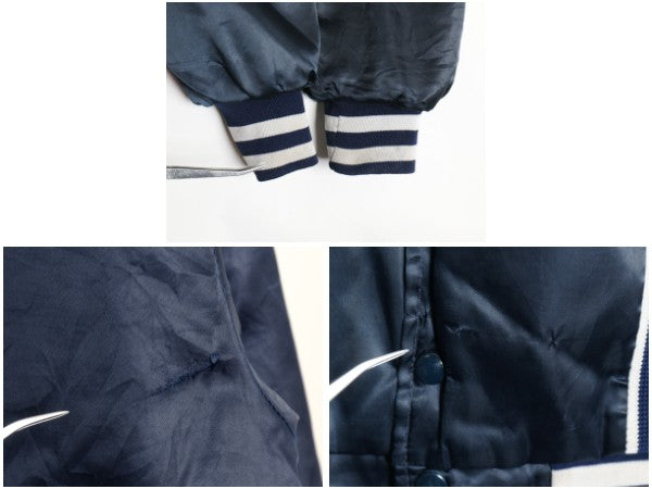 70s 80s USA製 Swingster US NAVY サテン スタジャン メンズ M / ヴィンテージ ミリタリー ジャケット 中綿 キルティング ライナー付き 紺