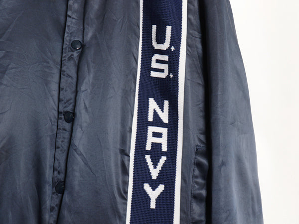 70s 80s USA製 Swingster US NAVY サテン スタジャン メンズ M / ヴィンテージ ミリタリー ジャケット 中綿 キルティング ライナー付き 紺