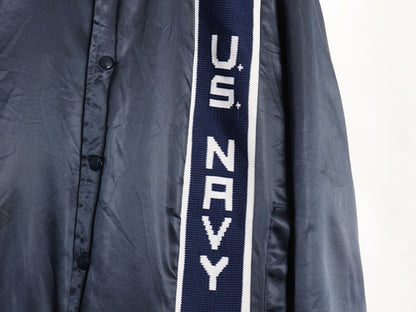 70s 80s USA製 Swingster US NAVY サテン スタジャン メンズ M / ヴィンテージ ミリタリー ジャケット 中綿 キルティング ライナー付き 紺