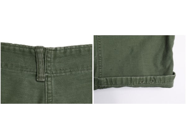 60s ★ 米軍実物 US ARMY コットン サテン ベイカー パンツ 実寸 31 30 ヴィンテージ ファティーグ ユーティリティ 軍物 ミリタリー OG107