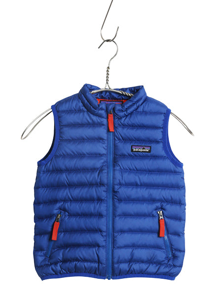 パタゴニア ダウン セーター ベスト ベスト キッズ ベビー 4歳 100cm 古着 17年製 フルジップ 600フィル アウトドア 重ね着 前開き ブルー