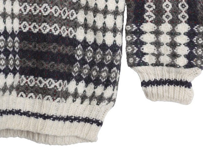 エクアドル製 San Cristobal ウール ハンドニット セーター メンズ レディース L / 総柄 手編み ハンドメイド ノルディック ヘビーウェイト