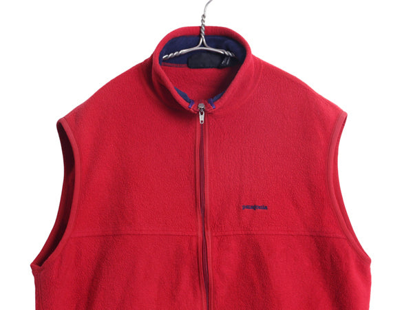 90s USA製 パタゴニア シンチラ フリース ベスト メンズ L / 古着 オールド フルジップ ハイネック アウトドア 重ね着 前開き 赤 シンプル
