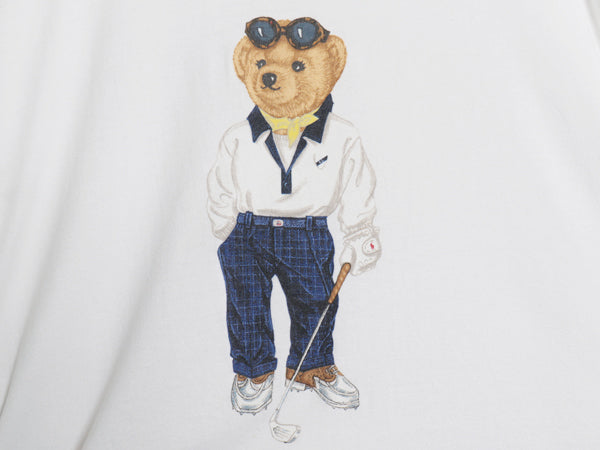 90s USA製 ポロベア ポロスポーツ ラルフローレン プリント 半袖 Tシャツ レディース メンズ L オールド キャラクター シングルステッチ 白