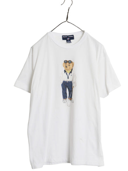 90s USA製 ポロベア ポロスポーツ ラルフローレン プリント 半袖 Tシャツ レディース メンズ L オールド キャラクター シングルステッチ 白