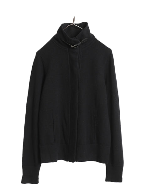 00s ラルフローレン ニット カーディガン レディース M / オールド ウール カシミヤ ハイネック 無地 前開き セーター ジャケット ブラック
