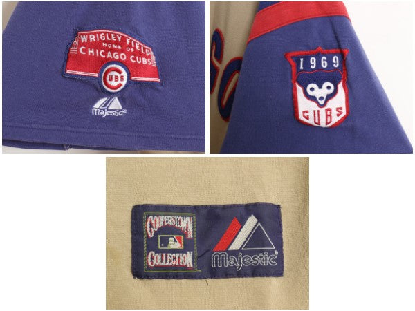 カブス ベースボール シャツ メンズ XL 程/ MLB オフィシャル マジェスティック 大リーグ ユニフォーム ゲームシャツ 重ね着 大きいサイズ