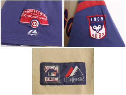 カブス ベースボール シャツ メンズ XL 程/ MLB オフィシャル マジェスティック 大リーグ ユニフォーム ゲームシャツ 重ね着 大きいサイズ