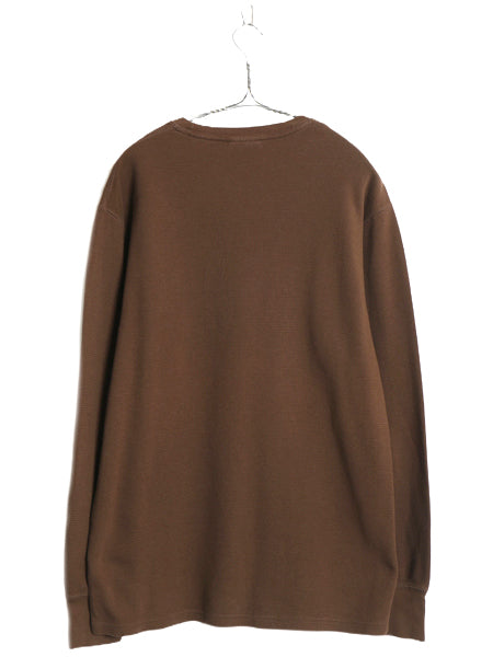 ポロ ラルフローレン 長袖 サーマル Tシャツ メンズ L ロンT ワッフル カットソー ワンポイント ストレッチ インナー シンプル トップス 茶