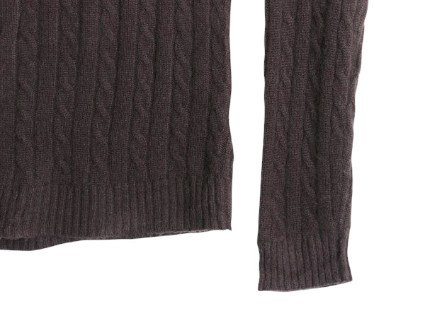 90s ローレン ラルフローレン ケーブル ニット セーター レディース S オールド ポロ 100% カシミヤ 長袖ニット シンプル きれいめ 薄手 茶
