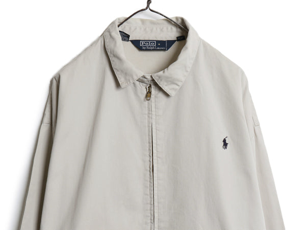 90s ポロ ラルフローレン スイングトップ ジャケット メンズ XL 古着 オールド コットン ブルゾン フルジップ  ワンポイント 大きいサイズ