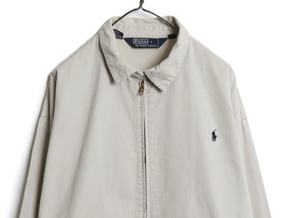 90s ポロ ラルフローレン スイングトップ ジャケット メンズ XL 古着 オールド コットン ブルゾン フルジップ  ワンポイント 大きいサイズ