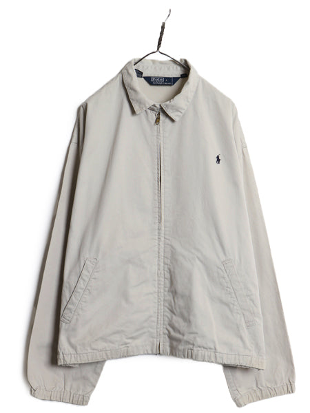 90s ポロ ラルフローレン スイングトップ ジャケット メンズ XL 古着 オールド コットン ブルゾン フルジップ  ワンポイント 大きいサイズ