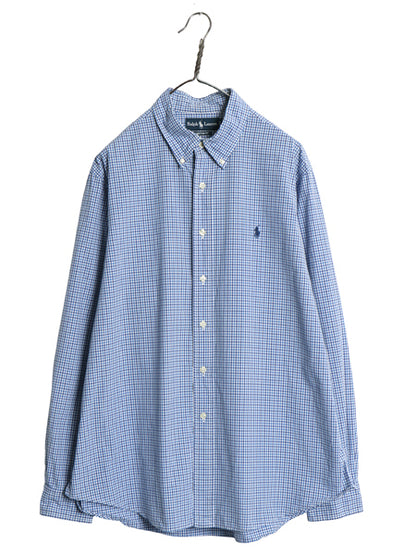 00s ラルフローレン ギンガム チェック 長袖 ボタンダウン シャツ メンズ XL オールド ポロ 長袖シャツ コットン ワイシャツ 大きいサイズ
