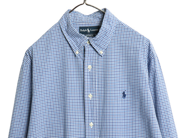 00s ラルフローレン ギンガム チェック 長袖 ボタンダウン シャツ メンズ XL オールド ポロ 長袖シャツ コットン ワイシャツ 大きいサイズ