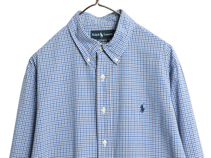00s ラルフローレン ギンガム チェック 長袖 ボタンダウン シャツ メンズ XL オールド ポロ 長袖シャツ コットン ワイシャツ 大きいサイズ