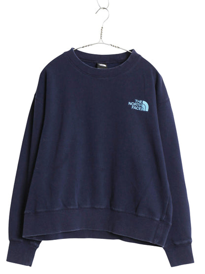 ノースフェイス ワンポイント ロゴ 刺繍 スウェット レディース M / 古着 アウトドア トレーナー クルーネック 裏起毛 シンプル ショート丈