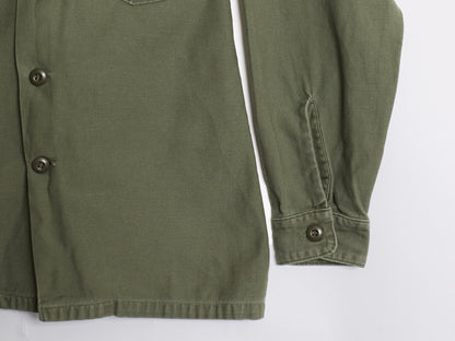70s 米軍実物 USMC コットン サテン ユーティリティ シャツ M / 72年製 ヴィンテージ OG107 シャツ袖 4th 軍物 ミリタリー 海兵隊 オリーブ