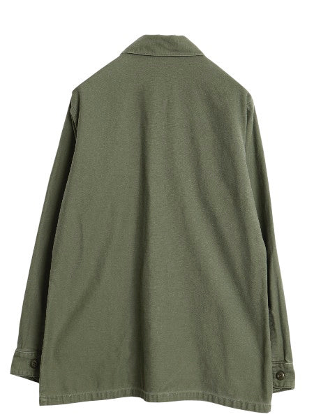 70s 米軍実物 USMC コットン サテン ユーティリティ シャツ M / 72年製 ヴィンテージ OG107 シャツ袖 4th 軍物 ミリタリー 海兵隊 オリーブ