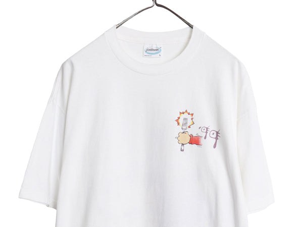 90s USA製 ジョーク 両面 イラスト プリント Tシャツ メンズ L / オールド アート グラフィック キャラクター ヘビーウェイト コットン 白