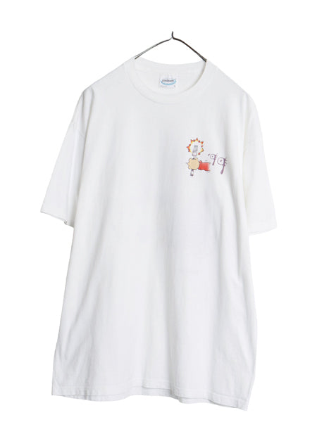 90s USA製 ジョーク 両面 イラスト プリント Tシャツ メンズ L / オールド アート グラフィック キャラクター ヘビーウェイト コットン 白