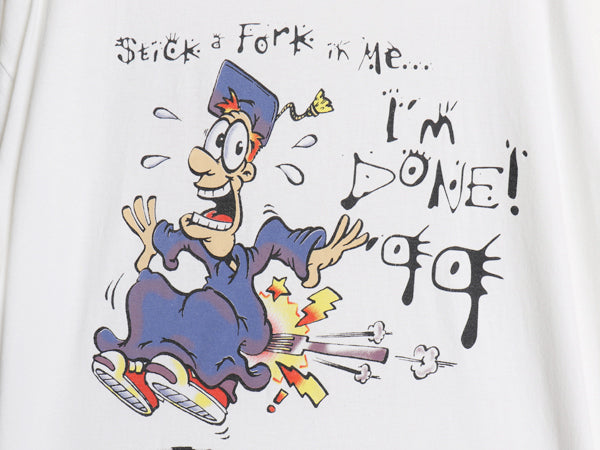 90s USA製 ジョーク 両面 イラスト プリント Tシャツ メンズ L / オールド アート グラフィック キャラクター ヘビーウェイト コットン 白