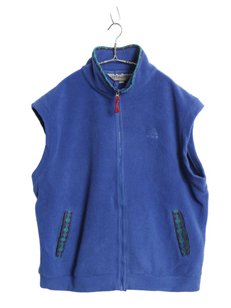 90s USA製 EMS フリース ベスト メンズ XL / アウトドア オールド フルジップ ハイネック 重ね着 前開き ワンポイント 総柄 大きいサイズ